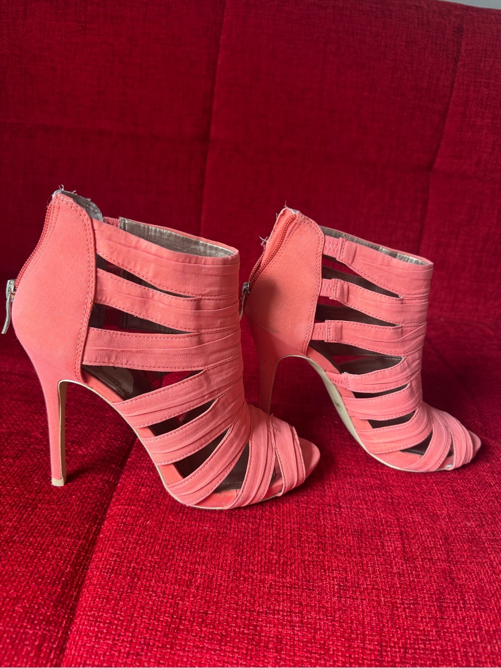 BCBGeneration Coral Strappy Peep-Toe Stiletto Booties